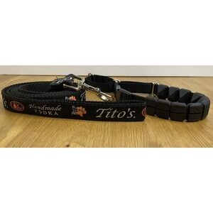 Tito's Handmade Vodka Brand Dog Leash 66" Black Orange with Pet Safe Collar Nubs